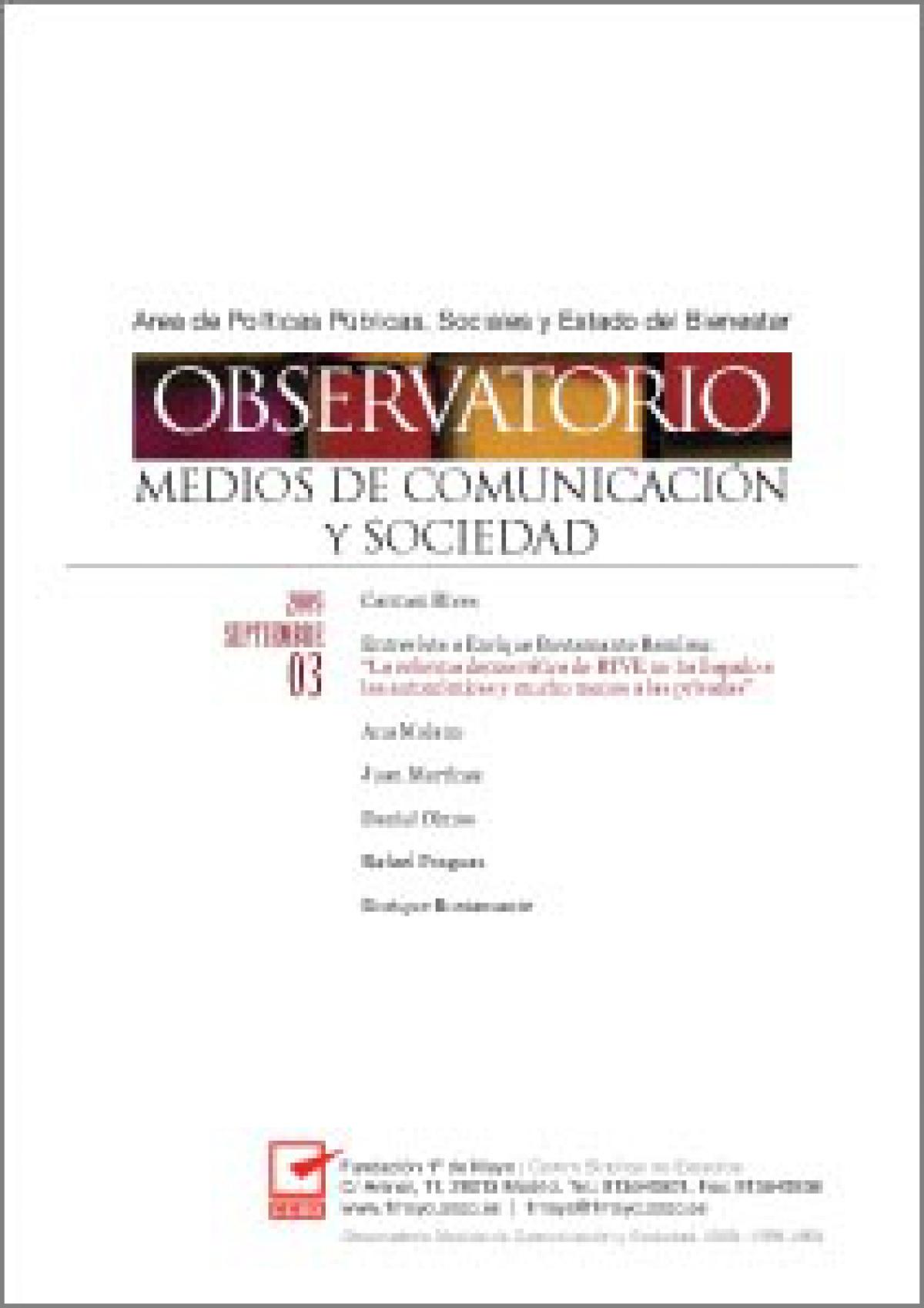 Tercer nmero del Observatorio de Medios de Comunicacin y Sociedad